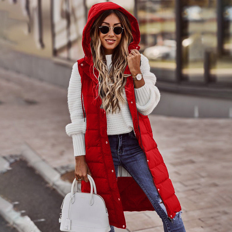 🔥Last Day Sale 49% Off🔥Women's Long Sleeveless Vest with Hood for Winter-3