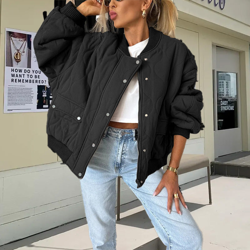 🎁Last Day Sale 49% Off🔥Solid Color Loose Thick Warm Bomber Jacket-3