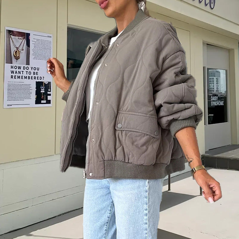 🎁Last Day Sale 49% Off🔥Solid Color Loose Thick Warm Bomber Jacket-4