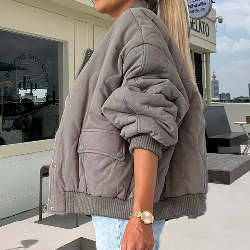 🎁Last Day Sale 49% Off🔥Solid Color Loose Thick Warm Bomber Jacket-5