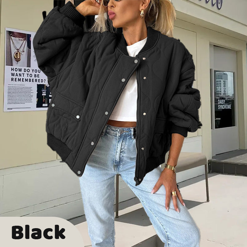 🎁Last Day Sale 49% Off🔥Solid Color Loose Thick Warm Bomber Jacket-8