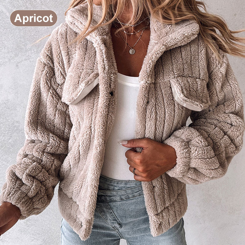 🎁Last Day 49% Off🔥Turn-down Collar Buttoned Teddy Jacket💥Buy 2 Free Shipping-11