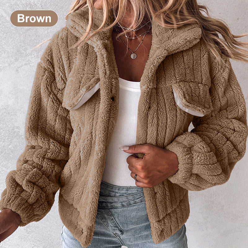 🎁Last Day 49% Off🔥Turn-down Collar Buttoned Teddy Jacket💥Buy 2 Free Shipping-13