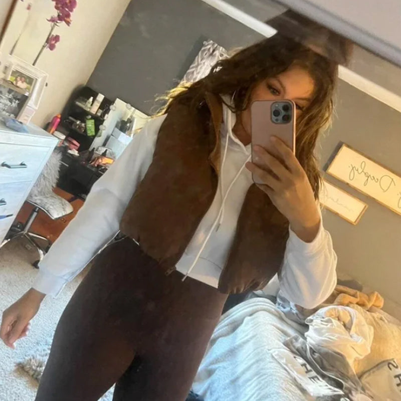 🎁Last Day 49% Off🔥Women's Solid High Neck Zip Up Puffer Vest-5