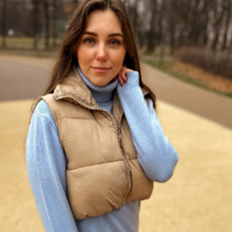 🎁Last Day 49% Off🔥Women's Solid High Neck Zip Up Puffer Vest-6