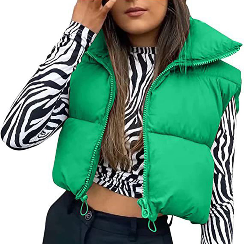 🎁Last Day 49% Off🔥Women's Solid High Neck Zip Up Puffer Vest-3