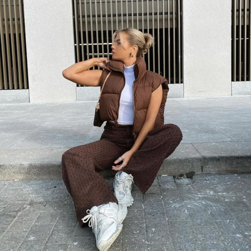 🎁Last Day 49% Off🔥Women's Solid High Neck Zip Up Puffer Vest-2