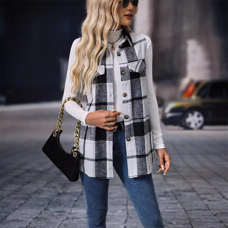 🔥Black Friday Discount-49% OFF🔥Women’s Button-Down Plaid Vest-7