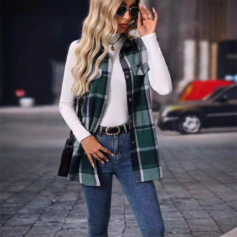 🔥Black Friday Discount-49% OFF🔥Women’s Button-Down Plaid Vest-6