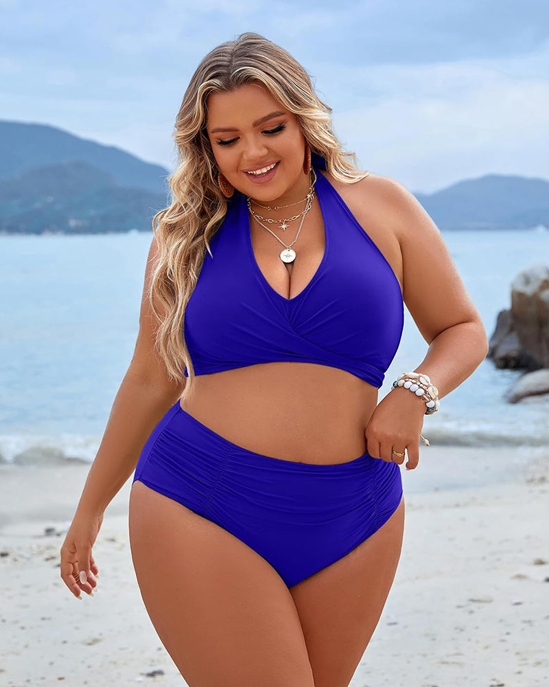 💖Last Day Special Price £12.99!!💥-👙Tummy Control Bathing Suits Modest High Waisted Bikini Sets-2