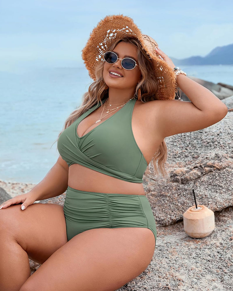 💖Last Day Special Price £12.99!!💥-👙Tummy Control Bathing Suits Modest High Waisted Bikini Sets-18