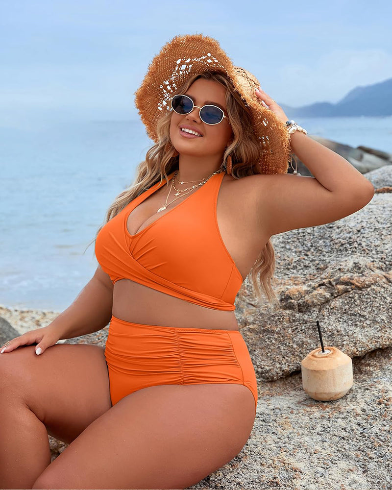 💕Last Day Special Price £12.99!!💥-👙Tummy Control Bathing Suits Modest High Waisted Bikini Sets-27