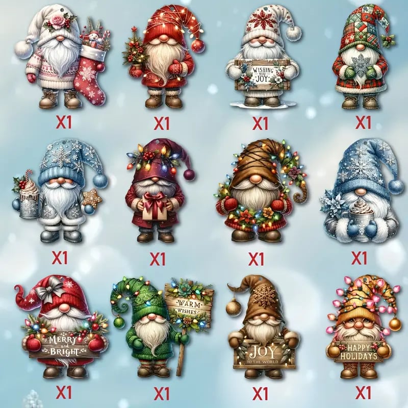 💥BLACK FRIDAY SALE 55% OFF💥Wooden Dwarf Christmas Tree Ornaments Set (12pcs)-3