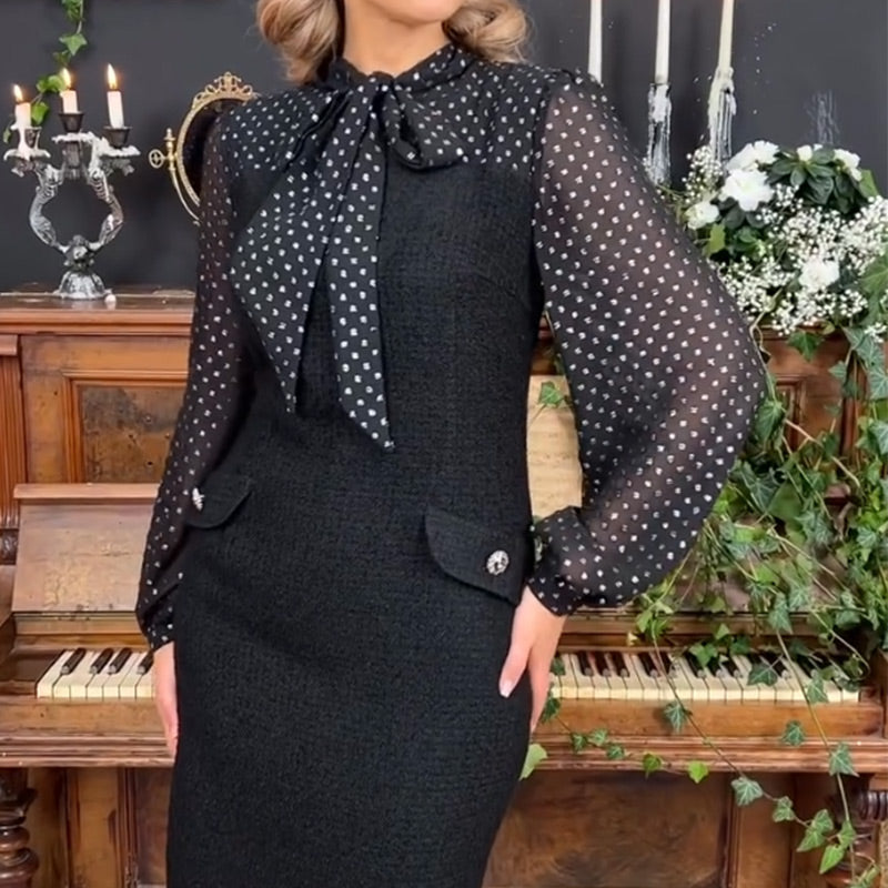 🌸Spring Specials 49% OFF🌸 Women's Dress with Bow Tie Neck-4