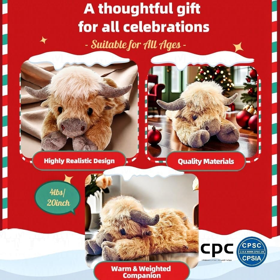 Christmas New Gift Toy🐂🎁Cute Cartoon Highland Cow Cuddly Toy-6