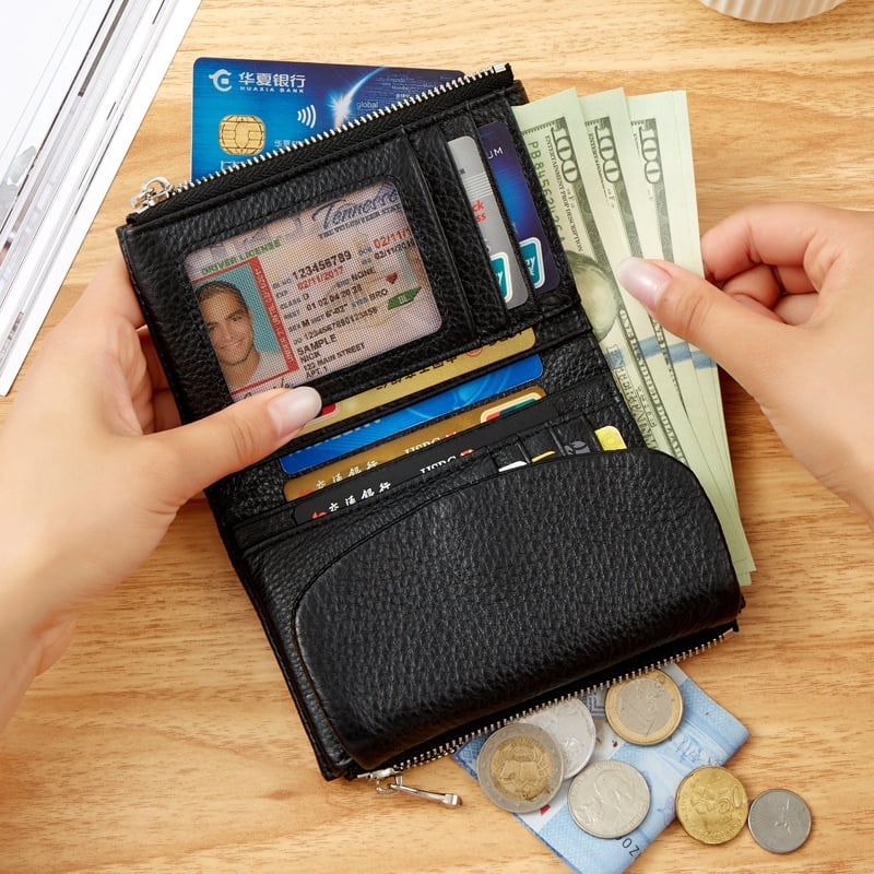 🔥⏰Unisex Pebble Real Leather RFID Wallet🔥-5