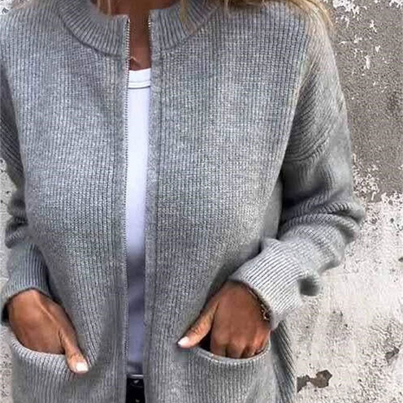 🎁2025 Early Christmas Sale🎄Women's Cozy Zipper Knitted Jacket-7