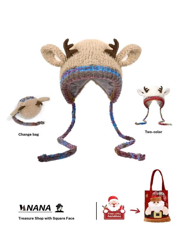 🎁🎄Christmas Sale 50% OFF!!🦌Original design Festive Christmas Antler Hat🧶-3