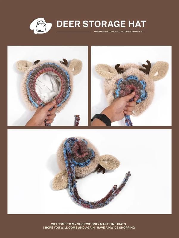 🎁🎄Christmas Sale 50% OFF!!🦌Original design Festive Christmas Antler Hat🧶-5