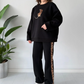 🔥Neujahrsgeschenk – 50% RABATT!💓Damen 2-teiliges Casual-Set (mit Leopardenprint-Akzent) – Oversized & Bequem: Nie wieder Outfit-Stress!🌟
