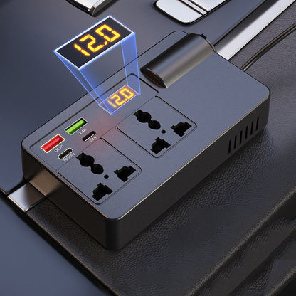 🔋50 % RABATT! ⚡Tragbarer Auto-Wechselrichter 12 V/24 V auf 220 V – Digitalanzeige, hocheffizient und universell kompatibel 🚗