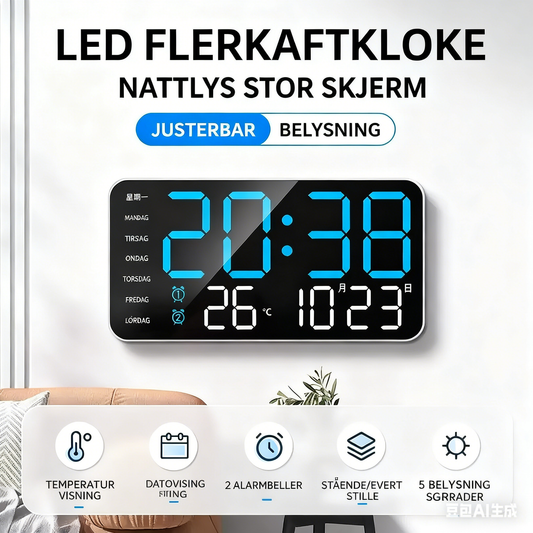 🕰️ 60% RABATT! 🌲 Moderne LED-Digital-Wanduhr – Multifunktional, Slim Design & Klare Anzeige für Skandinavisches Wohnen ✨