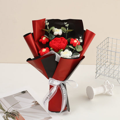 💕 Muttertags-Sonderangebot 50 % Rabatt! 💕 Handgefertigter, zarter Blumenstrauß aus Häkelarbeit