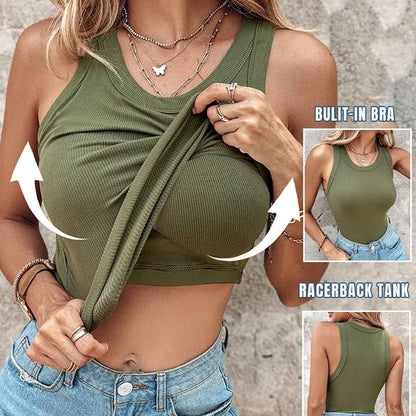 ☀️🔥 SOMMER-DEAL -50% ! Geripptes Tanktop mit integriertem BH – Unsichtbarer Halt Maximaler Komfort · Weicher Stoff · Perfekte Passform für jeden Tag ✨