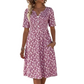 🎉2026er Neuheit – 50% Rabatt nur für kurze Zeit!👗Lässiges V-Ausschnitt-Kleid für Damen mit Print & Taschen
