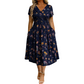🌸 50 % RABATT! ✨ Damen-Blumenkleid mit V-Ausschnitt & Taillen-Drapierung | Feminin, Elegant & Bequem | Perfekt für Sommer & Alltag 👗