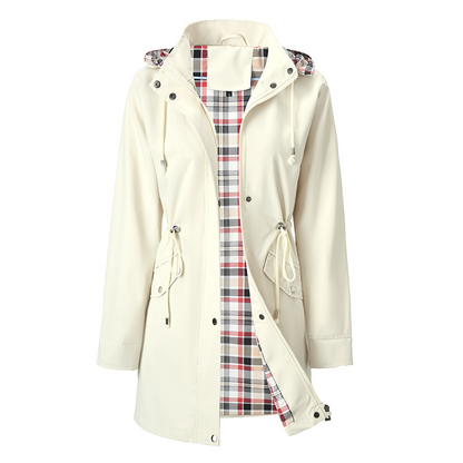 🔥 50% RABATT! 🌧️ Damen Kapuzen-Trenchcoat – Wasserdichter Langer Mantel | Winddicht & Leicht | Eleganter Casual-Look für Herbst & Übergangszeit