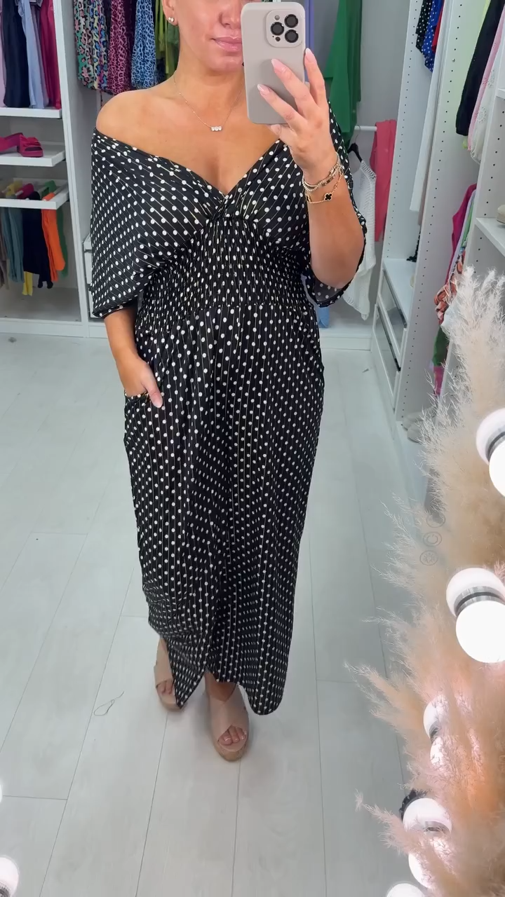 🔥HOT SALE  50% OFF💝Polka Dot Printed Elastic Waist Jumpsuit-4